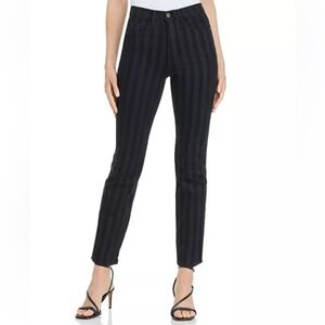 FRAME Le Sylvie Slender Straight Black Tonal Stripe Jeans - 27